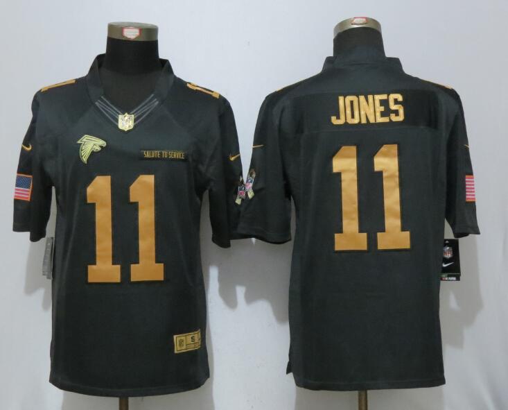 New Nike Atlanta Falcons #11 Jones Gold Anthracite Salute To Service Limited Jersey->new england patriots->NFL Jersey